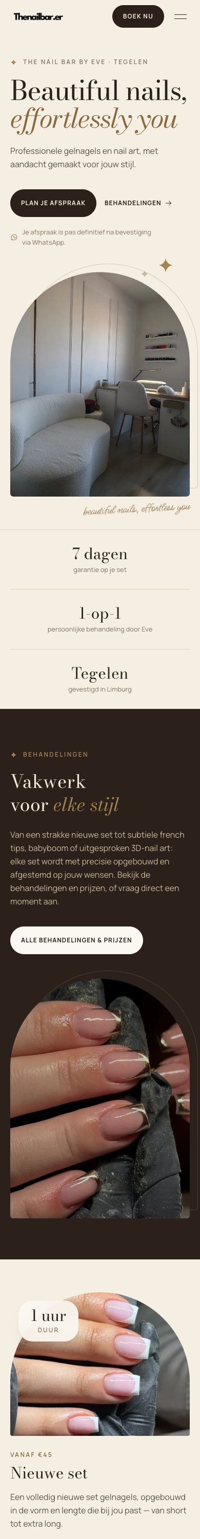 The full homepage of the live site, scrolling inside a phone frame