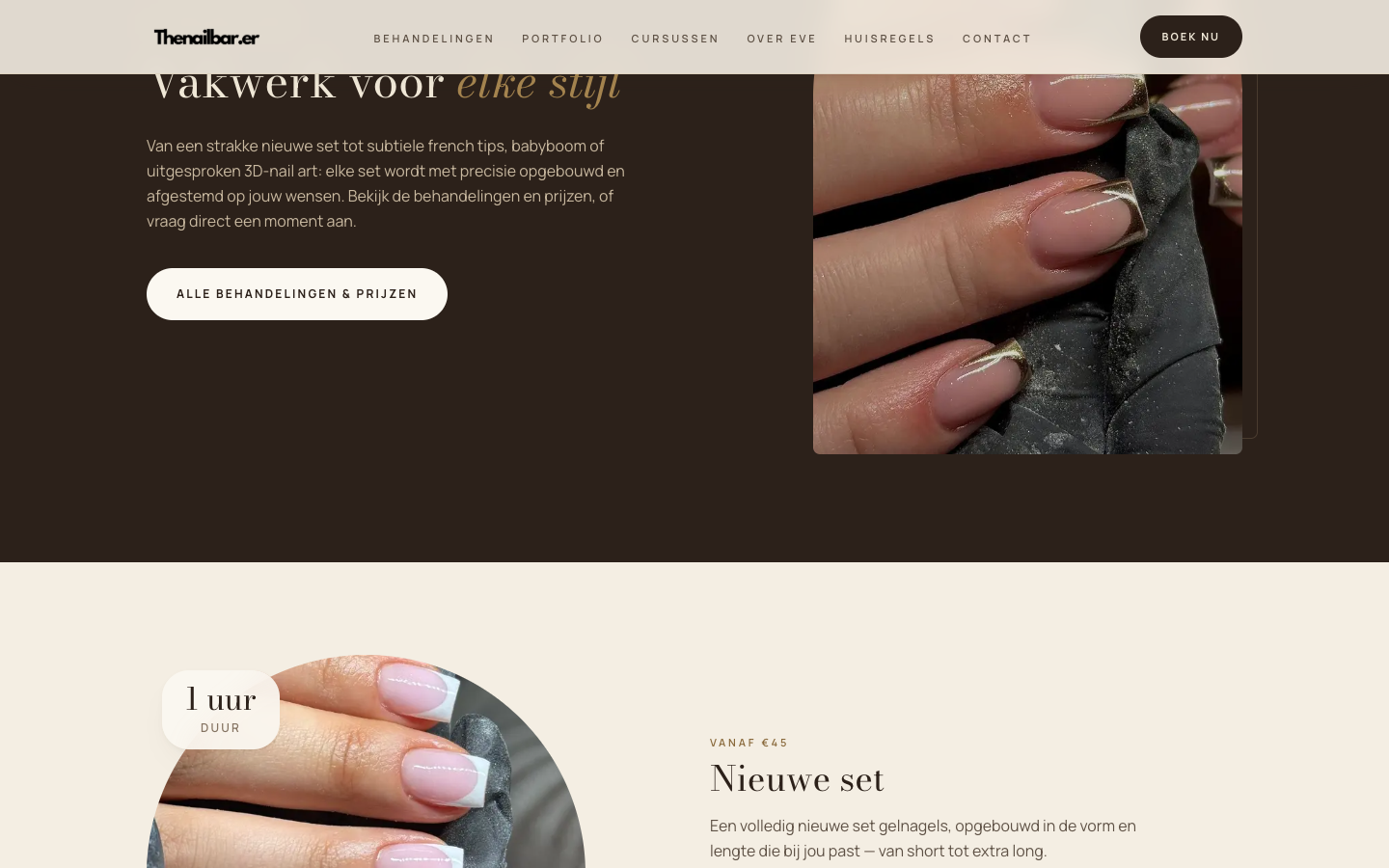 The treatments and pricing section of the live site