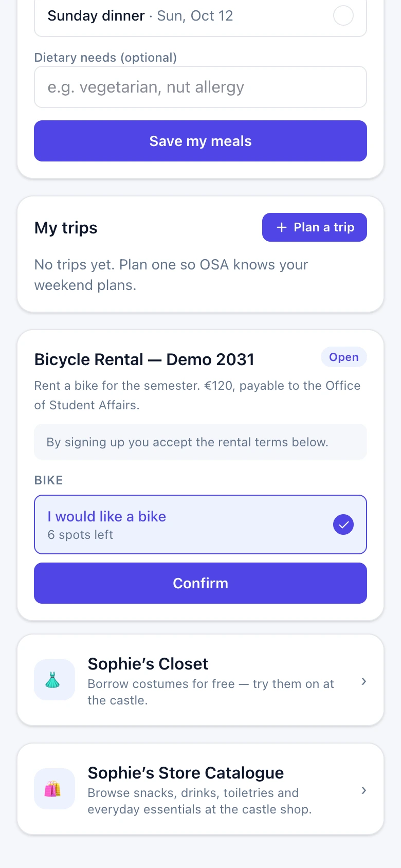 The bike agreement as a student accepts it, with the term's price spliced in.
